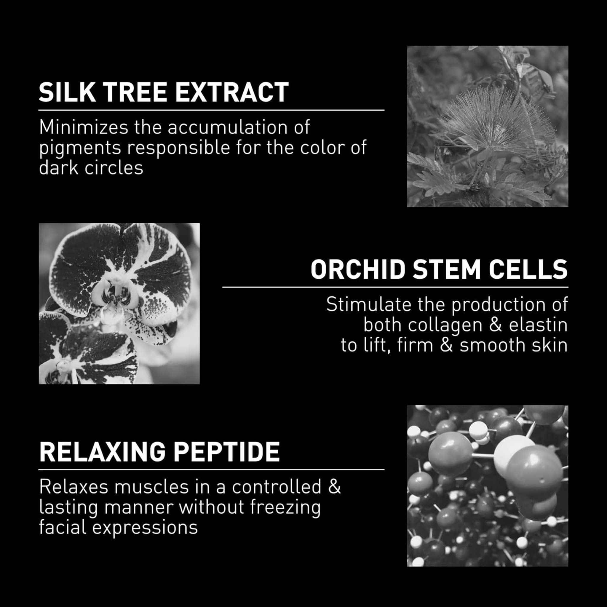 Filorga Time-Filler Eyes 5XP key ingredients silk tree extract orchid stem cells and relaxing peptide