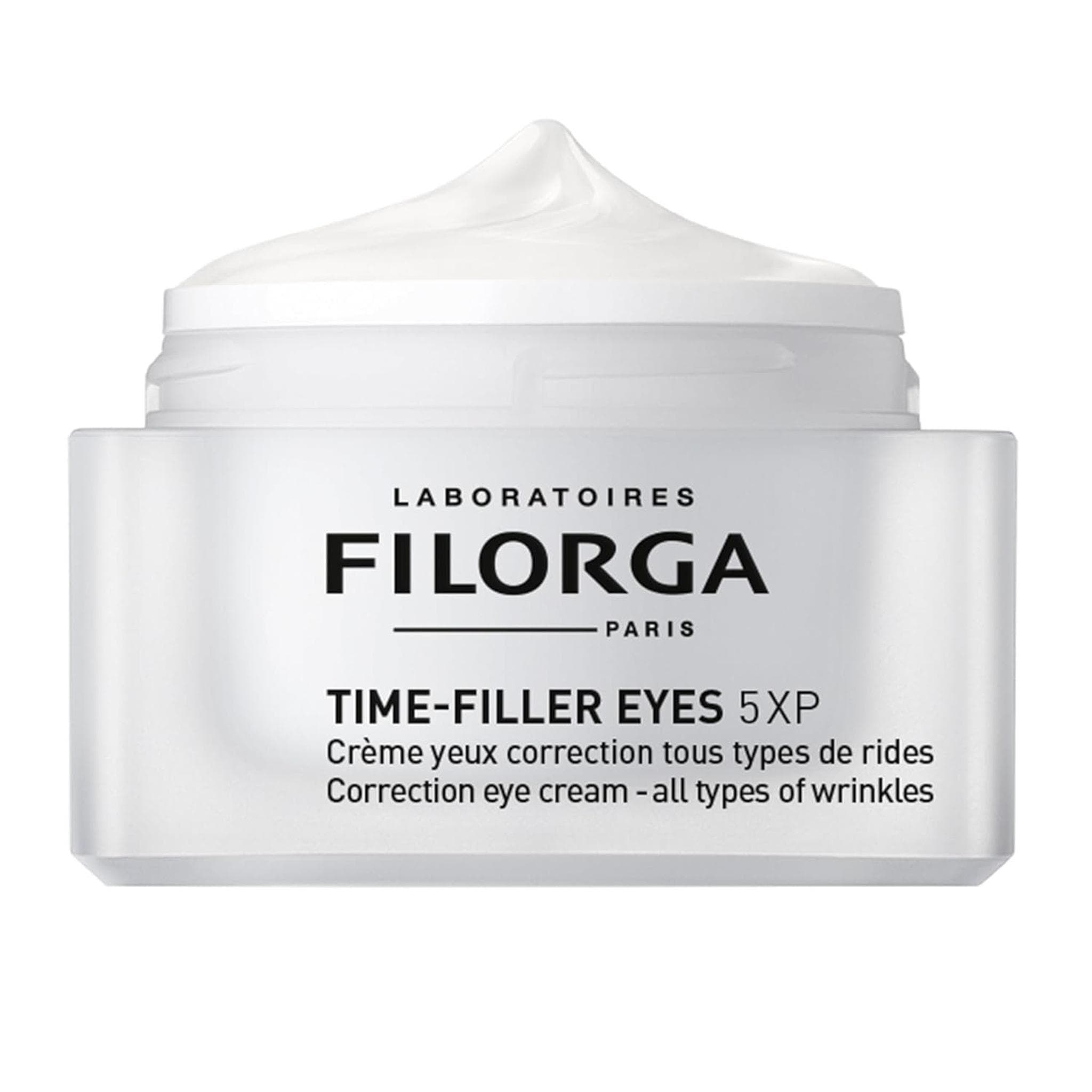 Filorga Time-Filler Eyes 5XP open jar showing white cream texture on white background