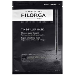 Filorga Time-Filler Mask super-smoothing collagen black fiber sheet mask packet on white background