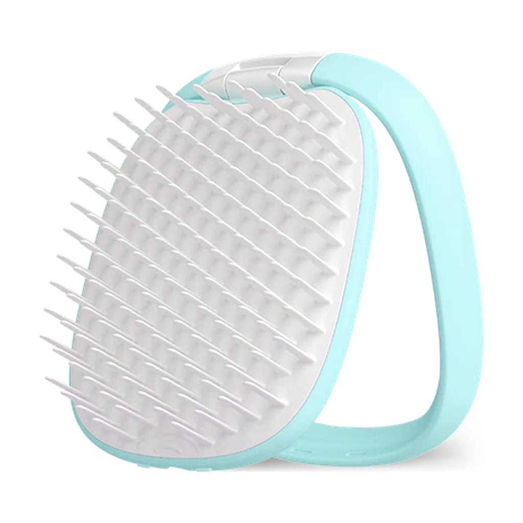 FOREO FLIP detangling hair brush with flip-out handle and flexible white bristles for wet and dry hair