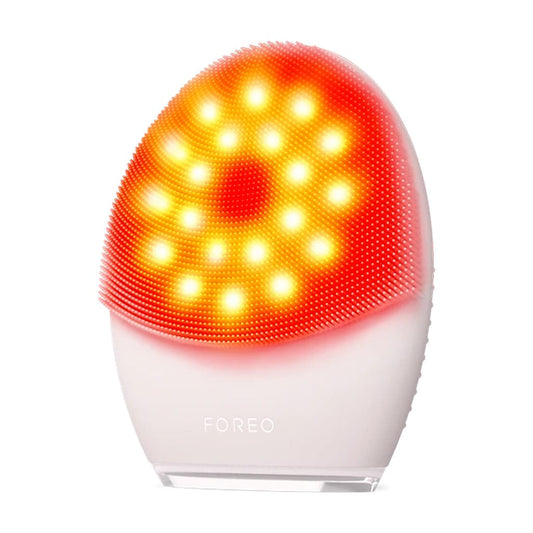 FOREO LUNA 5 LED facial cleansing brush with red light therapy and soft silicone touchpoints
