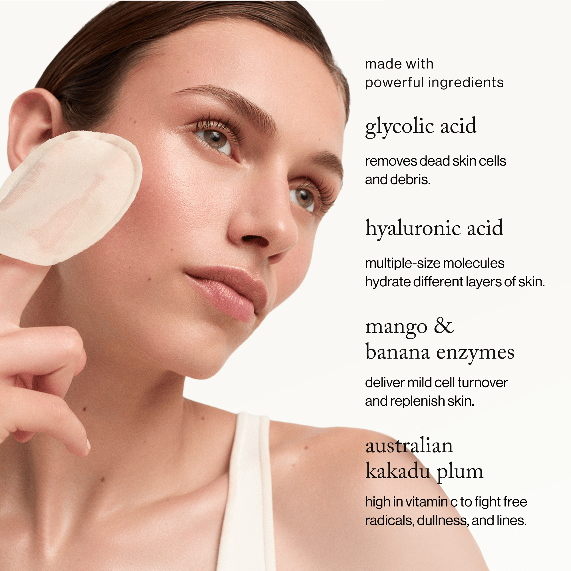 goop Beauty 15% Glycolic Acid Overnight Glow Peel exfoliating treatment pads with 15% glycolic acid to smooth texture and brighten skin overnight. Available at Exclusive Beauty Club.