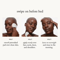 goop Beauty 15% Glycolic Acid Overnight Glow Peel exfoliating treatment pads with 15% glycolic acid to smooth texture and brighten skin overnight. Available at Exclusive Beauty Club.