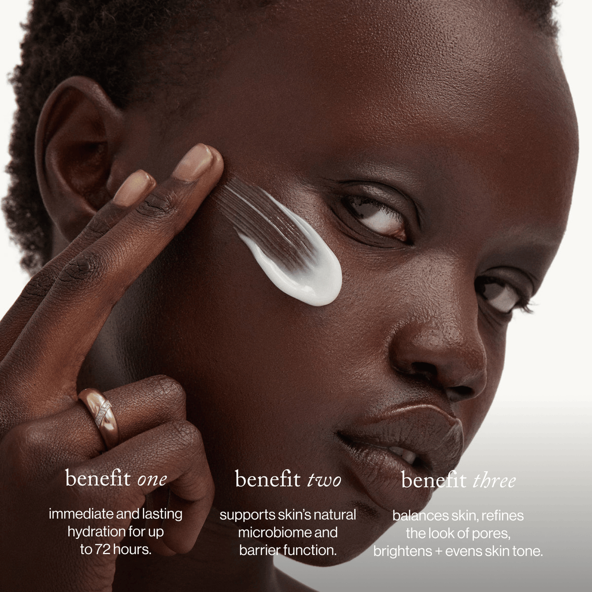 goop Beauty 72-Hour Supercharged Hydrating Water-Cream lightweight moisturizer with niacinamide and superfood extracts for long-lasting hydration. Available at Exclusive Beauty Club.