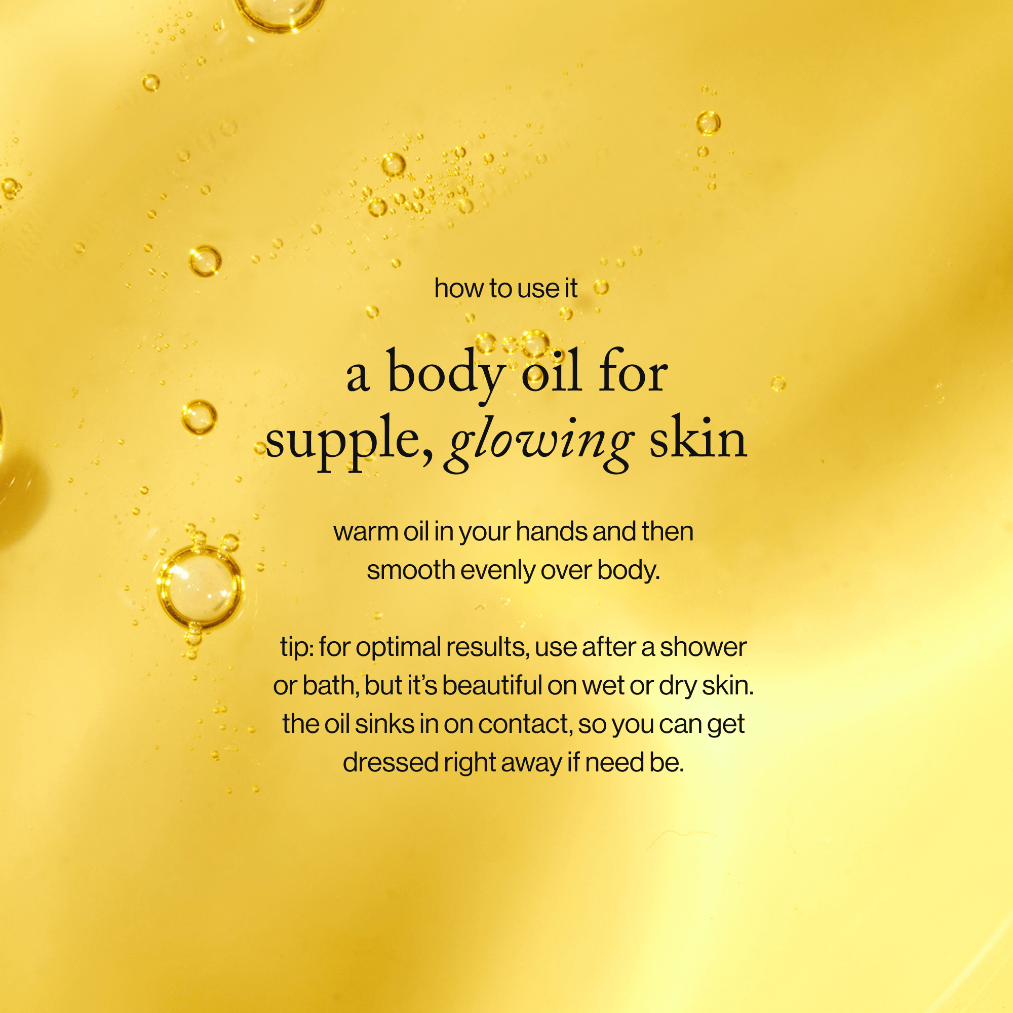 goop Beauty Afterglow Body Oil nourishing body oil with sea buckthorn, raspberry seed oil, and squalane for hydrated glowing skin. Available at Exclusive Beauty Club.