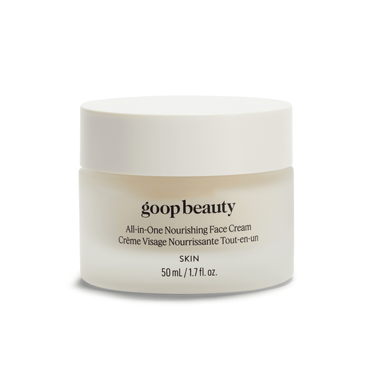 goop Beauty All-in-One Nourishing Face Cream hydrating face moisturizer with plant ceramides and squalane for firmer radiant skin. Available at Exclusive Beauty Club.