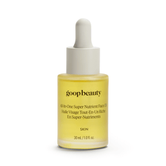 goop Beauty All-in-One Super Nutrient Face Oil nourishing botanical facial oil with cacay oil, bakuchiol, and antioxidant-rich plant oils for smoother, radiant skin. Available at Exclusive Beauty Club.