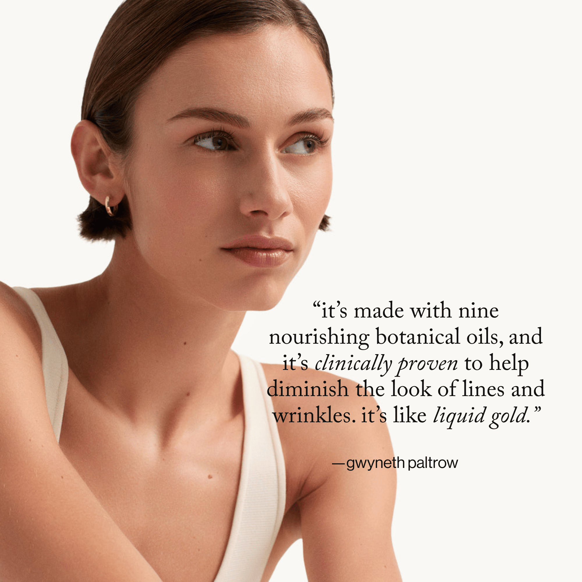 goop Beauty All-in-One Super Nutrient Face Oil nourishing botanical facial oil with cacay oil, bakuchiol, and antioxidant-rich plant oils for smoother, radiant skin. Available at Exclusive Beauty Club.