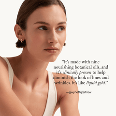 goop Beauty All-in-One Super Nutrient Face Oil nourishing botanical facial oil with cacay oil, bakuchiol, and antioxidant-rich plant oils for smoother, radiant skin. Available at Exclusive Beauty Club.