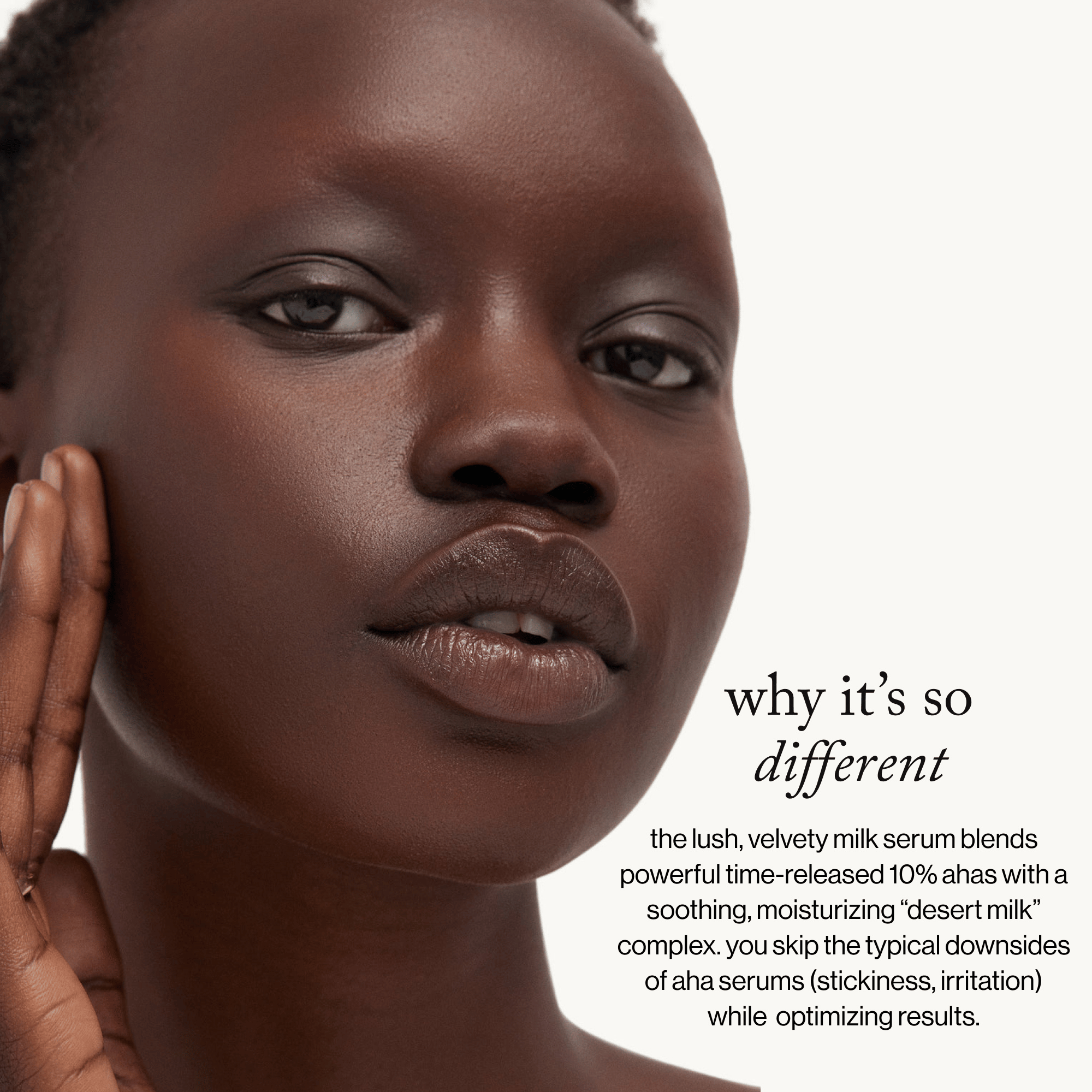 goop Beauty Dark Spot Exfoliating Sleep Milk overnight exfoliating serum with glycolic and lactic acids to smooth texture and fade dark spots. Available at Exclusive Beauty Club.