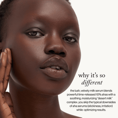 goop Beauty Dark Spot Exfoliating Sleep Milk overnight exfoliating serum with glycolic and lactic acids to smooth texture and fade dark spots. Available at Exclusive Beauty Club.