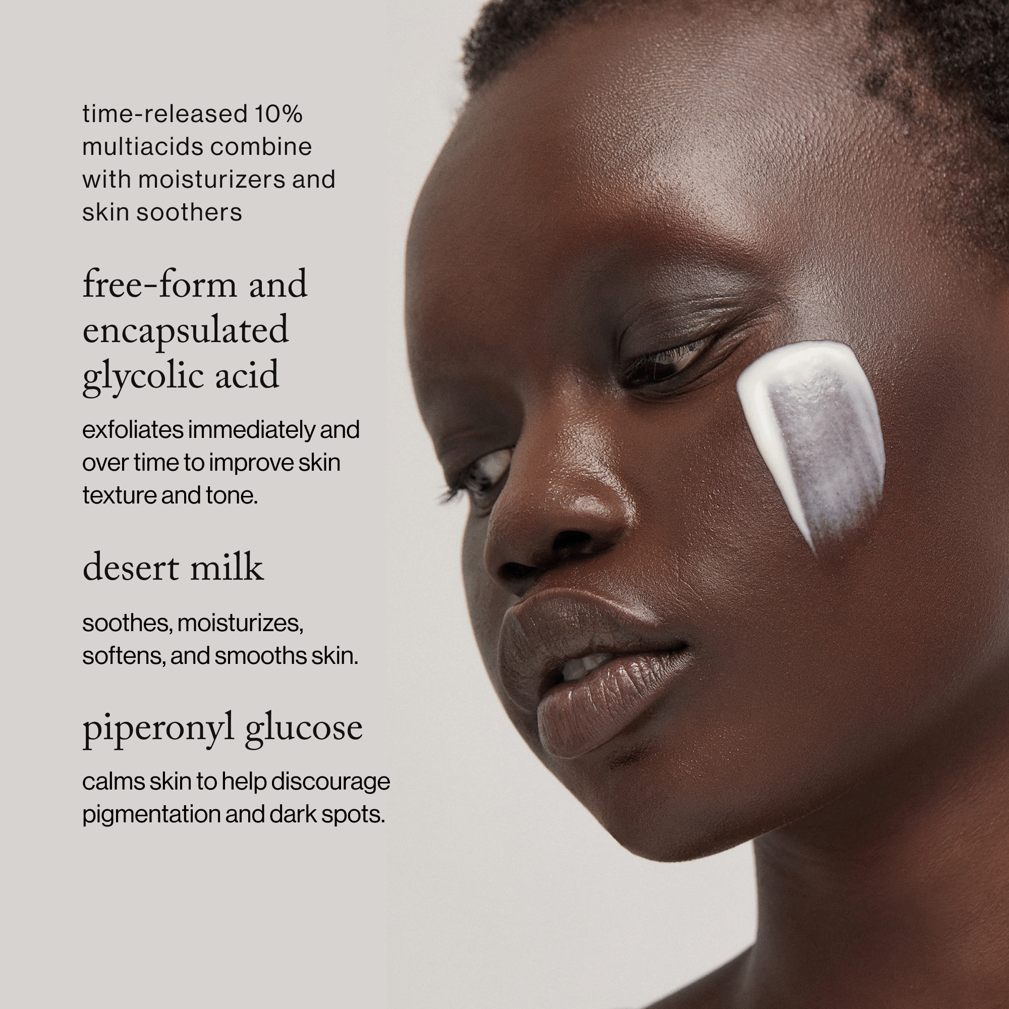 goop Beauty Dark Spot Exfoliating Sleep Milk overnight exfoliating serum with glycolic and lactic acids to smooth texture and fade dark spots. Available at Exclusive Beauty Club.
