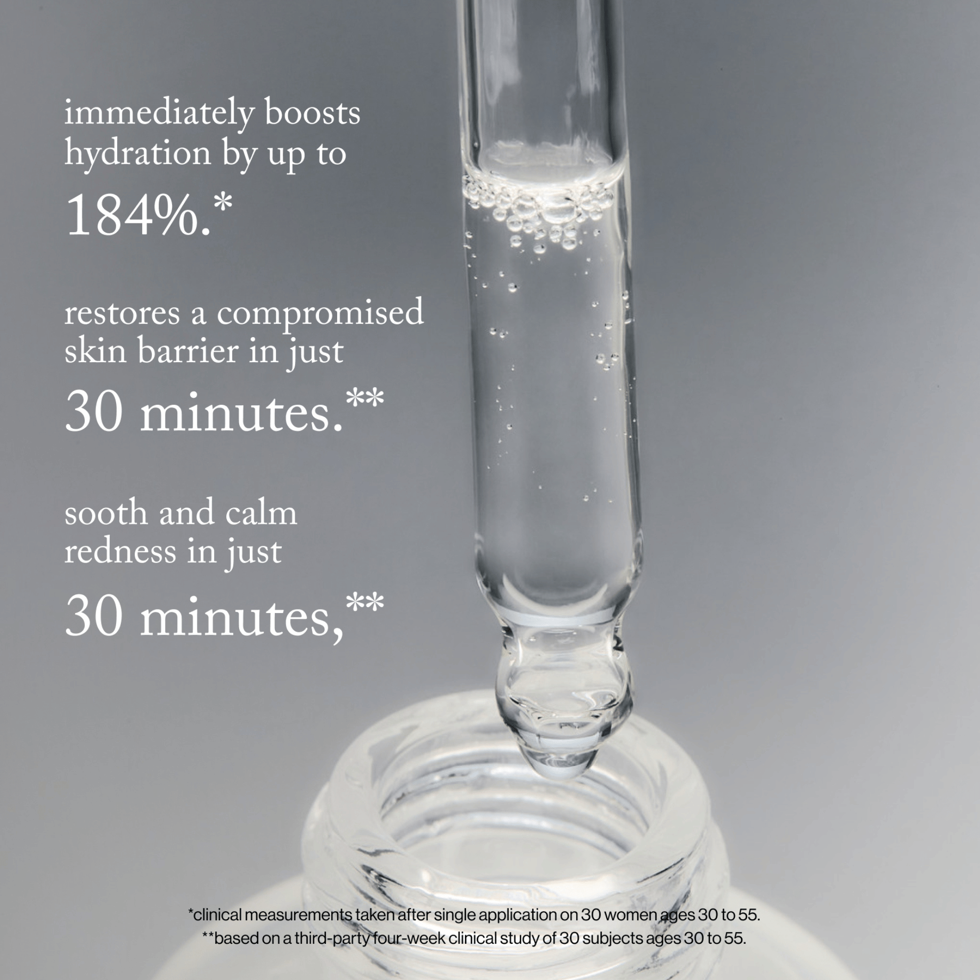 goop Beauty Exosome Hydration Therapy Serum hydrating face serum with cica exosomes, hyaluronic acid, and snow mushroom to strengthen the skin barrier. Available at Exclusive Beauty Club.