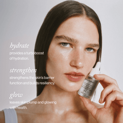 goop Beauty Exosome Hydration Therapy Serum hydrating face serum with cica exosomes, hyaluronic acid, and snow mushroom to strengthen the skin barrier. Available at Exclusive Beauty Club.