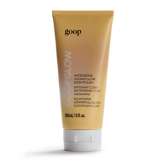 goop Beauty Microderm Instant Glow Body Polish exfoliating body scrub with mineral micro-exfoliants and hibiscus acids for smooth radiant skin. Available at Exclusive Beauty Club.