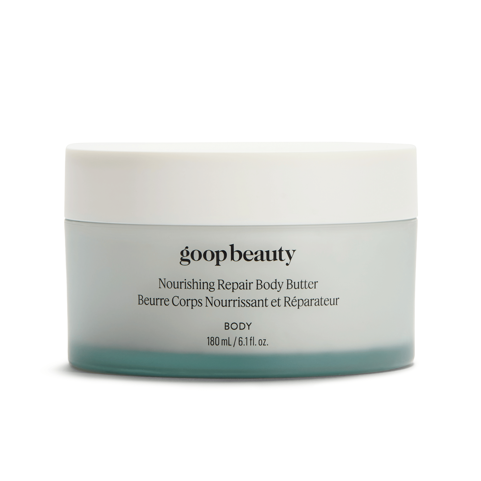 goop Beauty Nourishing Repair Body Butter rich hydrating body butter with shea butter, cupuaçu butter, and antioxidant botanicals for smooth radiant skin. Available at Exclusive Beauty Club.