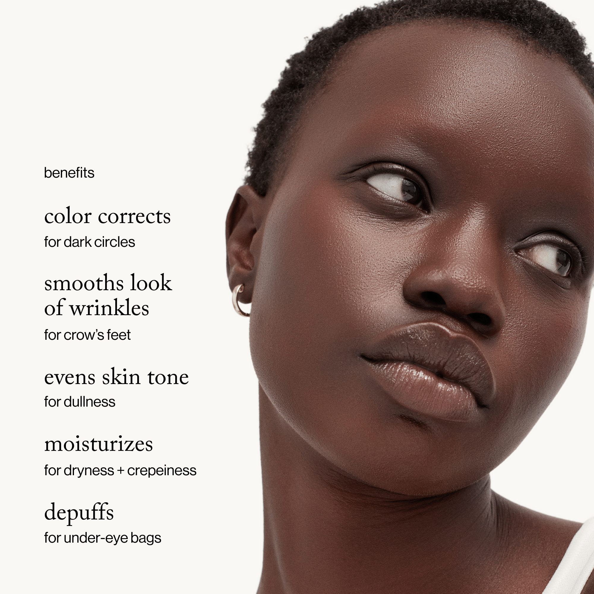 goop Beauty Vita-C Brightening Eye Cream illuminating eye cream with vitamin C, niacinamide, and caffeine for brighter, smoother under-eyes. Available at Exclusive Beauty Club.