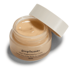 goop Beauty Vita-C Brightening Eye Cream illuminating eye cream with vitamin C, niacinamide, and caffeine for brighter, smoother under-eyes. Available at Exclusive Beauty Club.