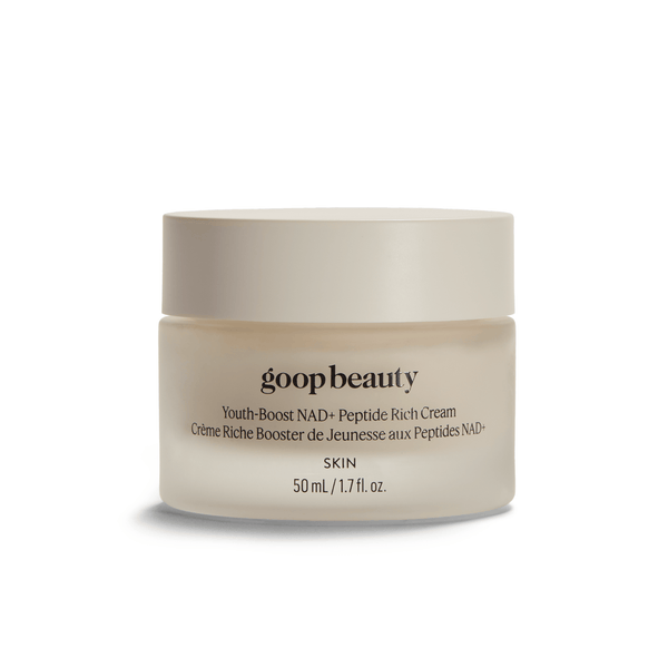 goop Beauty Youth-Boost NAD+ Peptide Rich Cream anti-aging moisturizer with peptides, NAD+ technology, and ceramides for firmer radiant skin. Available at Exclusive Beauty Club.