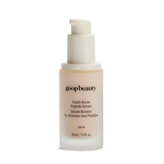 goop Beauty Youth-Boost Peptide Serum anti-aging peptide face serum with niacinamide and ceramides to firm and smooth skin. Available at Exclusive Beauty Club.