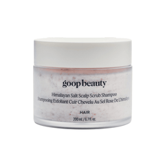goop beauty Himalayan Salt Scalp Scrub Shampoo 200mL jar with white lid on light background
