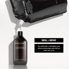 Grown Alchemist bottle and refill pouch on a white background