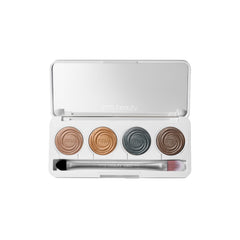 RMS Beauty Hydra Eyes Quartet Midnight Bloom eyeshadow palette open with mirror and dual-end brush 1