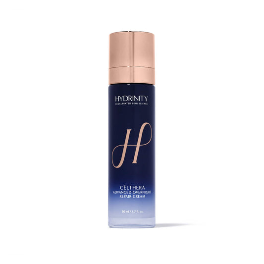 Hydrinity Célthera Advanced Overnight Repair Cream 50ml bottle with rose gold cap