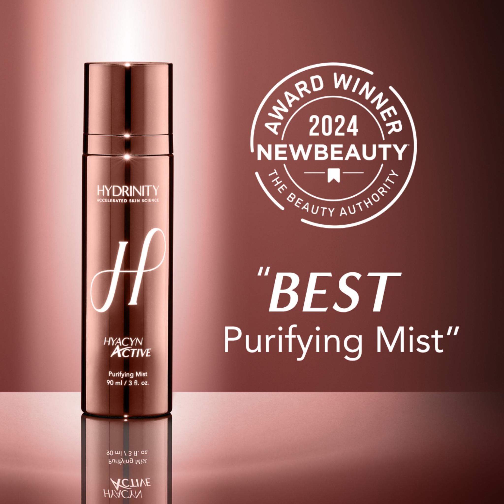 Hydrinity Hyacyn Active Purifying Mist 2024 NewBeauty award winning bottle