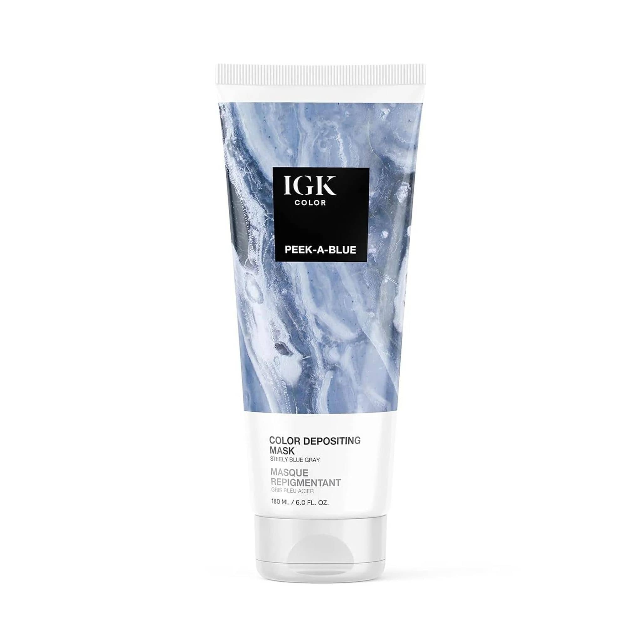 IGK Color Peek-A-Blue Color Depositing Mask in Steely Blue Gray, 6 fl oz tube 1