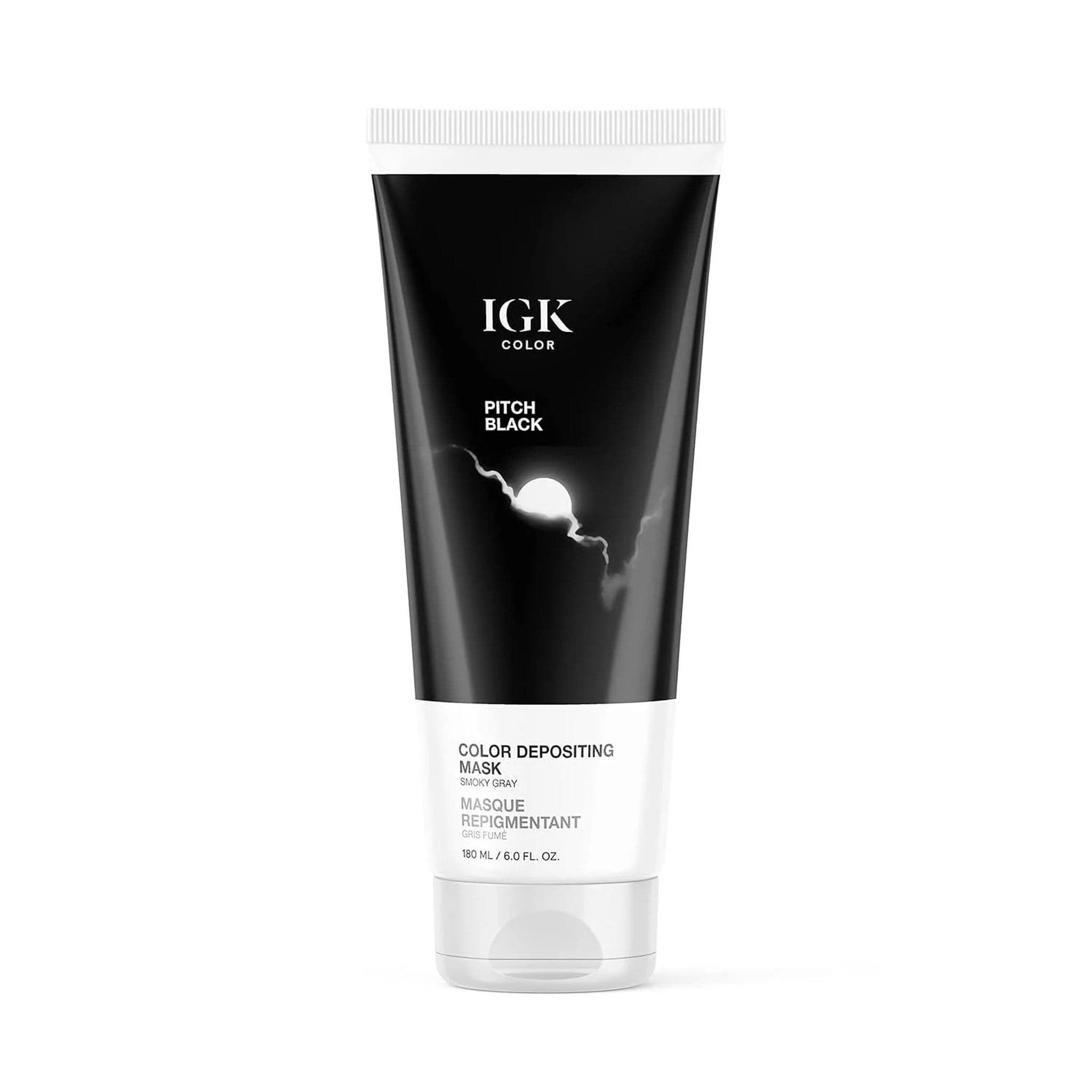 IGK Color Pitch Black Color Depositing Mask in Smoky Gray, 6 fl oz tube 1