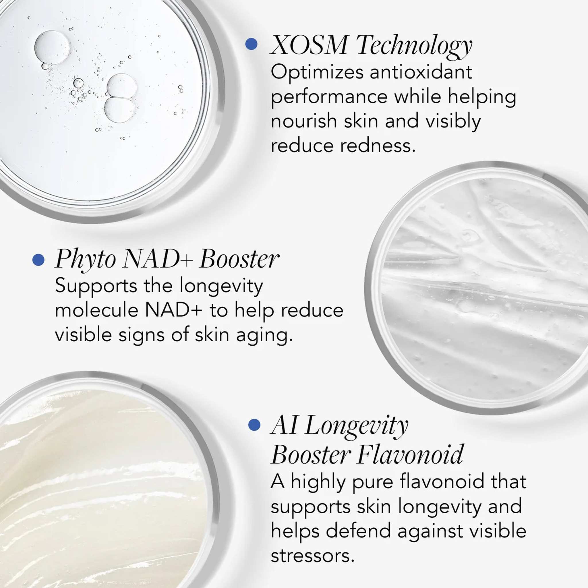 IMAGE MD Biotech Longevity Crème key ingredients XOSM Technology Phyto NAD+ Booster and AI Longevity Booster Flavonoid