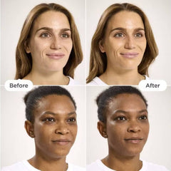 Before and after results using tinted mineral sunscreen for skin tone