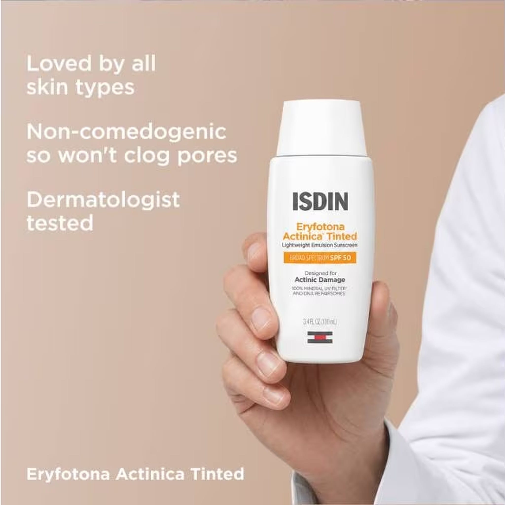 Dermatologist-tested non-comedogenic tinted mineral sunscreen for all skin types