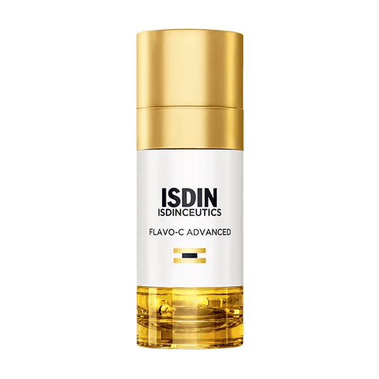 ISDIN Isdinceutics Flavo-C Advanced vitamin C serum bottle on a white background