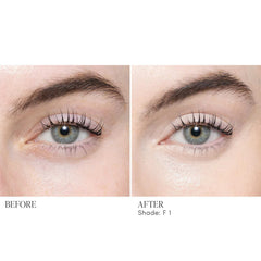 Before and after applying Jane Iredale Skintuition Concealer F1 - fair with neutral undertones to brighten under eyes 4