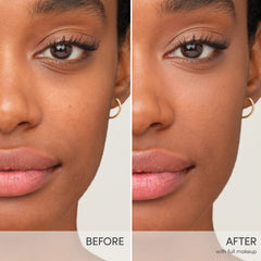 Jane Iredale Smooth Affair primer before and after results on deep skin tone