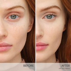 Jane Iredale Smooth Affair primer before and after results on fair freckled skin