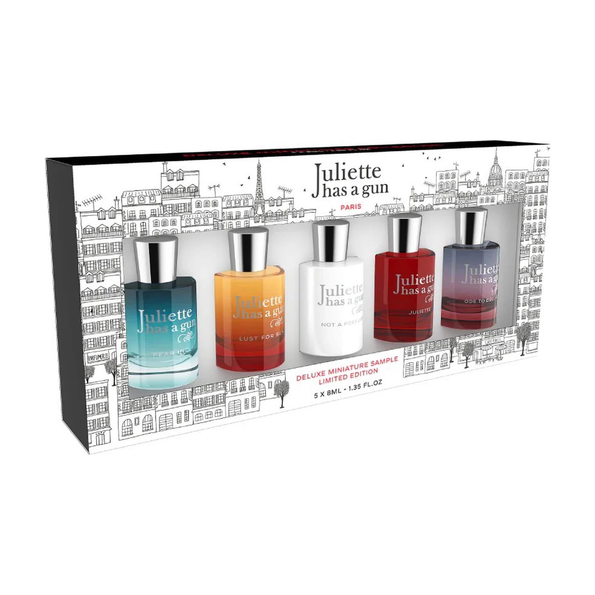 Juliette Has a Gun Deluxe Miniature Sample Limited Edition gift set box with 5 miniature eau de parfum bottles 8ml each