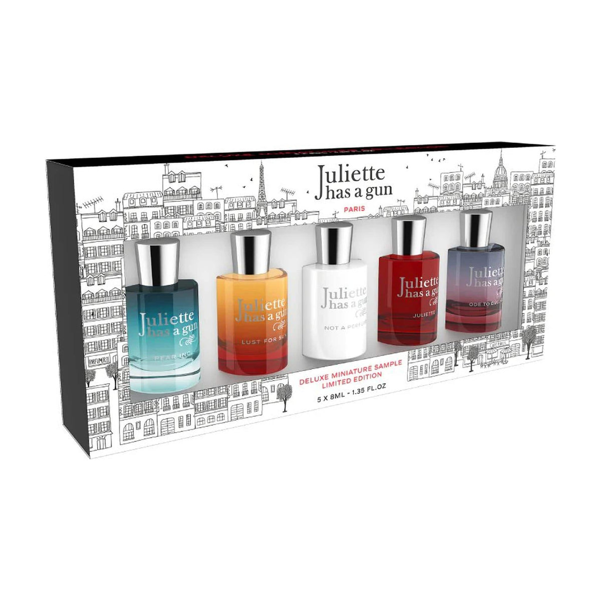 Juliette Has a Gun Deluxe Miniature Sample Limited Edition gift set box with 5 miniature eau de parfum bottles 8ml each