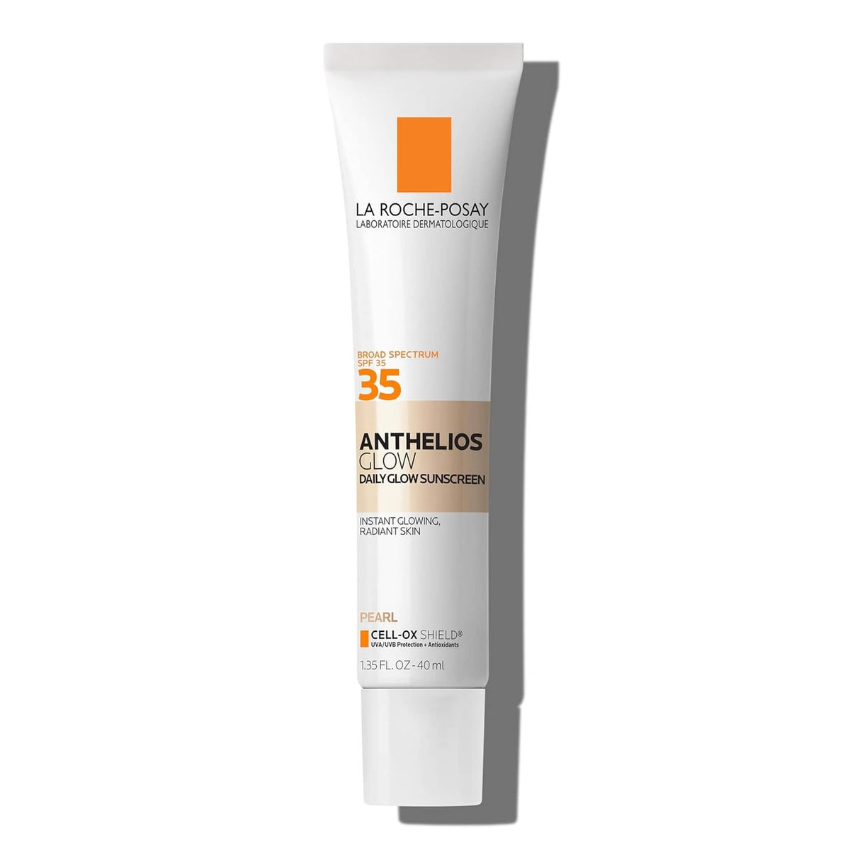 La Roche-Posay Anthelios Glow SPF 35 daily glow sunscreen tube in pearl
