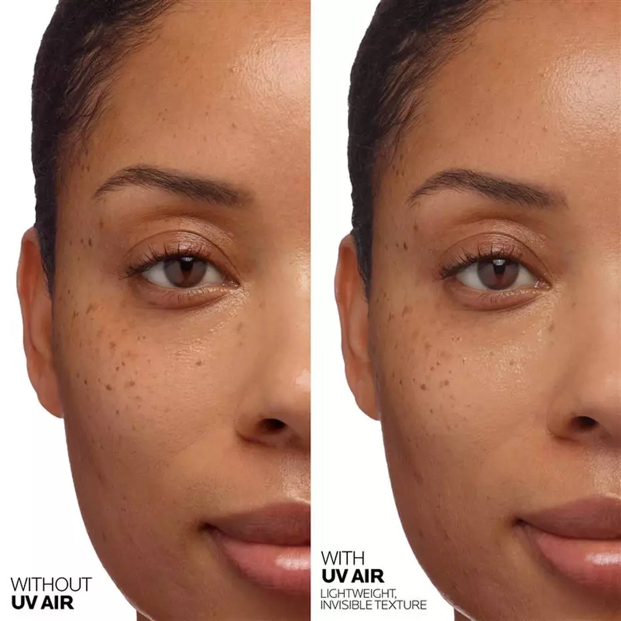 Anthelios UV Air SPF 50 before and after showing invisible finish on skin
