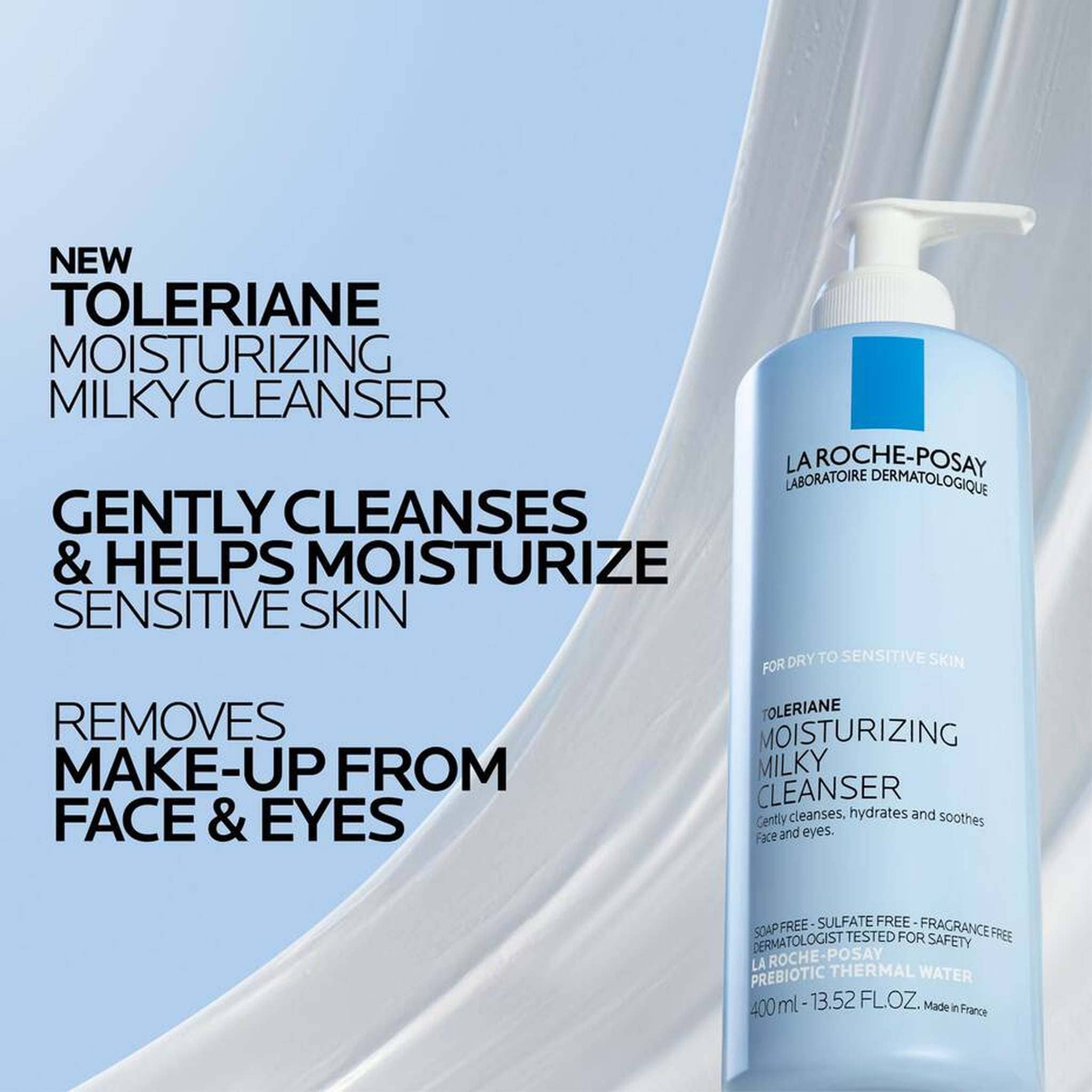Toleriane Moisturizing Milky Cleanser gently cleanses sensitive skin
