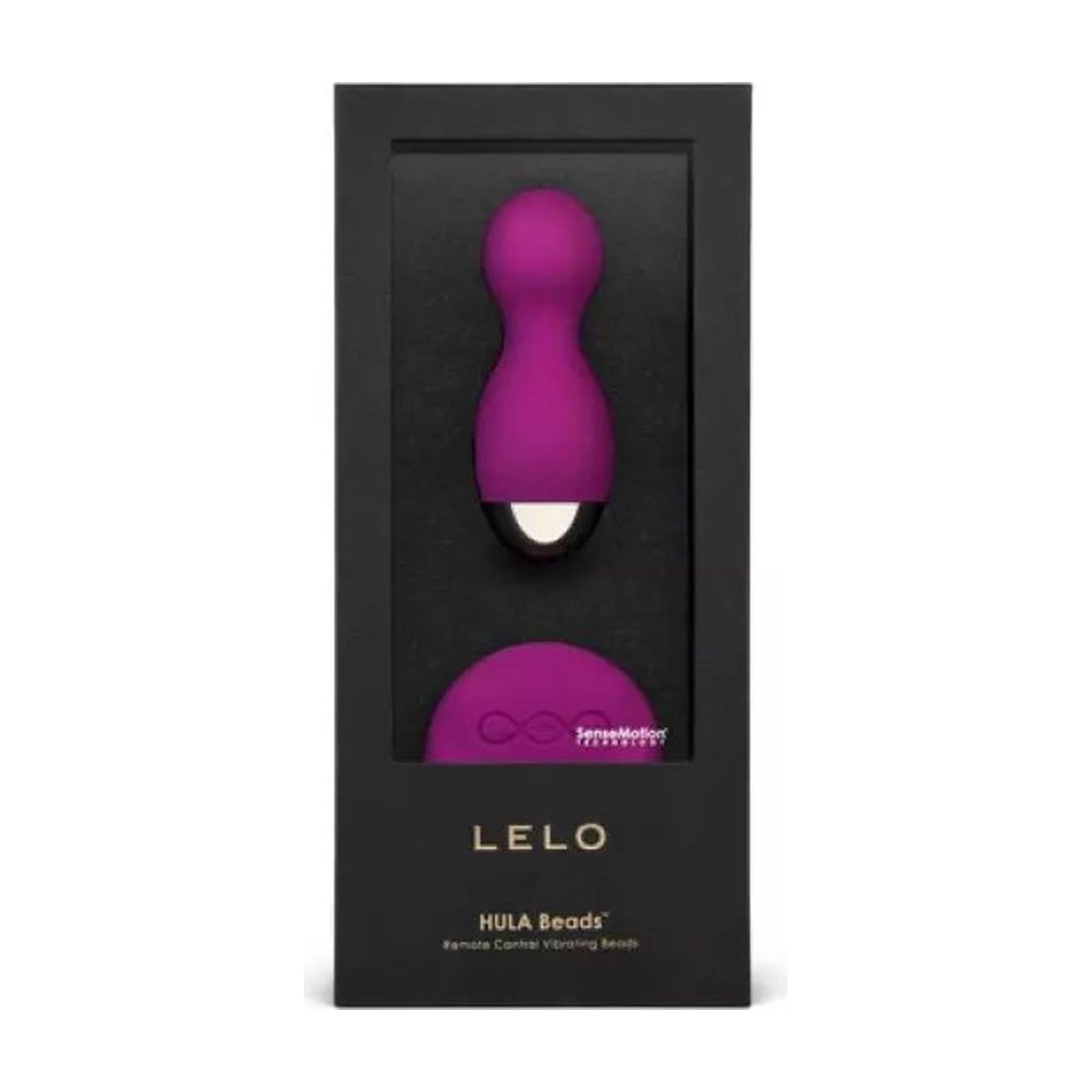 LELO Hula Beads deep rose with SenseMotion technology dual motion and targeted movement feature callouts