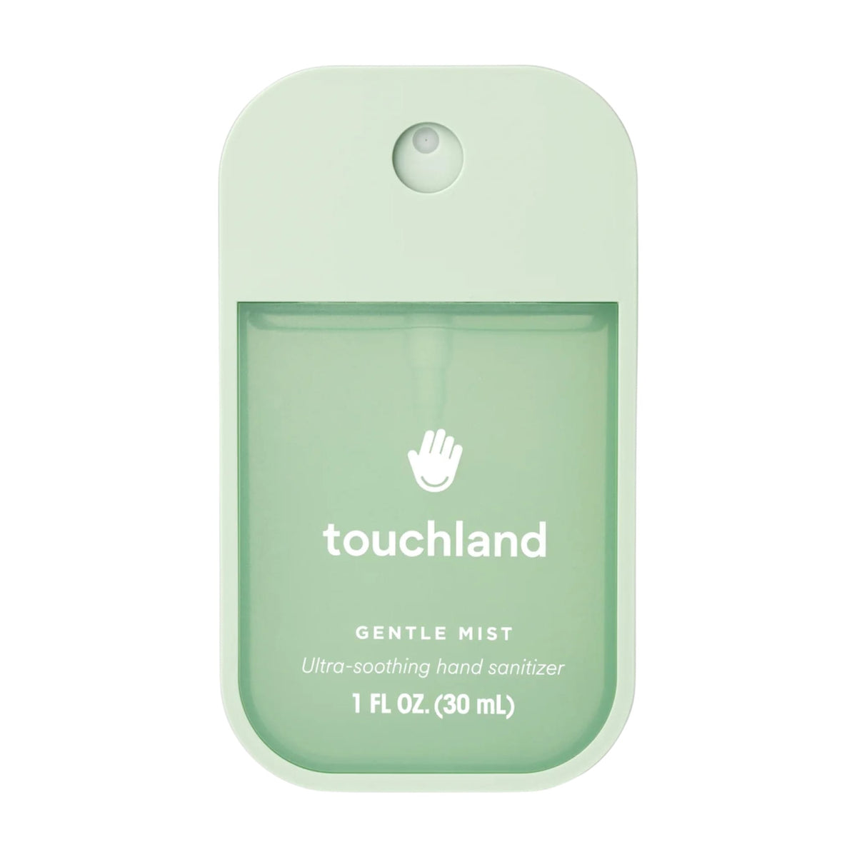 Touchland Gentle Mist Lily of the Valley ultra soothing hand sanitizer in a soft green 1 oz pocket spray