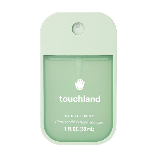 Touchland Gentle Mist Lily of the Valley ultra soothing hand sanitizer in a soft green 1 oz pocket spray