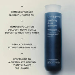 Living Proof Clarifying Detox Shampoo benefits for removing product buildup excess oil and hard water heavy metals