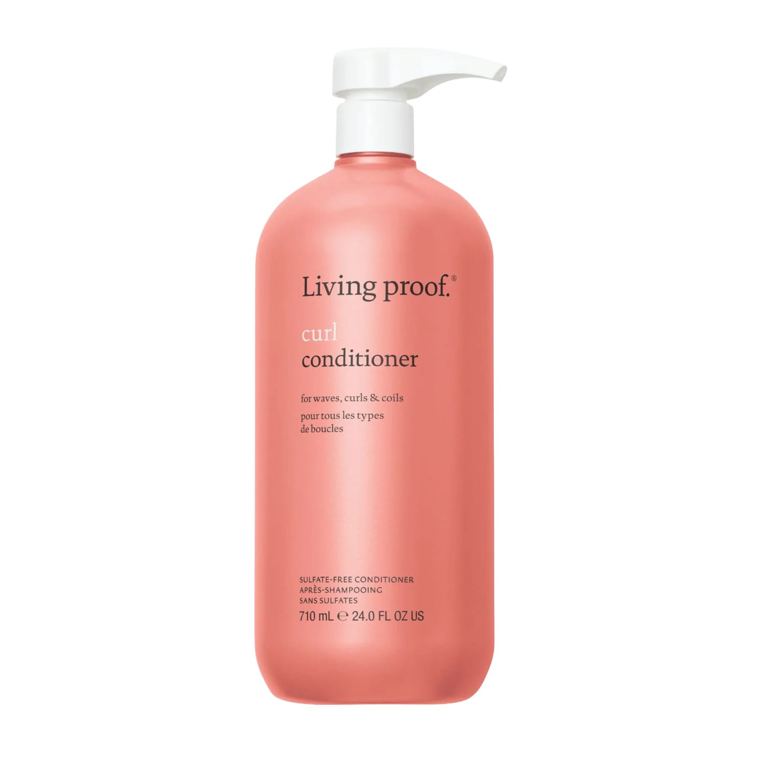 Living Proof Curl Conditioner 24 oz sulfate free conditioner pump bottle for waves curls and coils on white