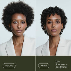 Before and after Living Proof Curl Shampoo and Conditioner turning frizzy coily hair into defined coils