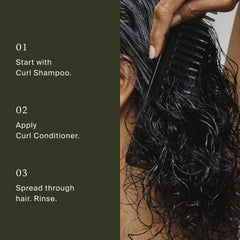 How to use Living Proof Curl Conditioner after Curl Shampoo by combing through wet curly hair and rinsing